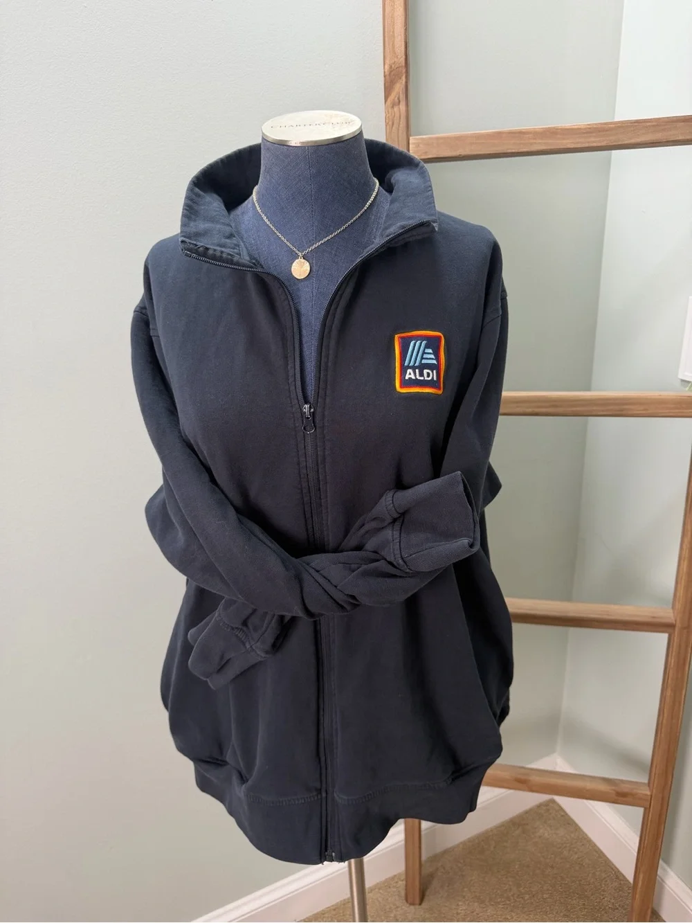 Vantage Aldi Navy Blue Employee Full Zip Jacket Uniform Size XL